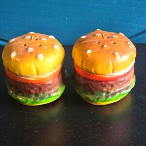 Vintage MCM Hong Kong Novelty Cheeseburger Salt and Pepper Shakers